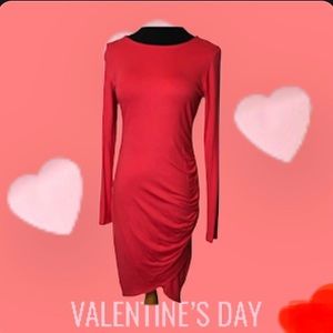 Amelia James Women’s Red Long Sleeves Pullover Party Stretch Knit Dress Size 3XL